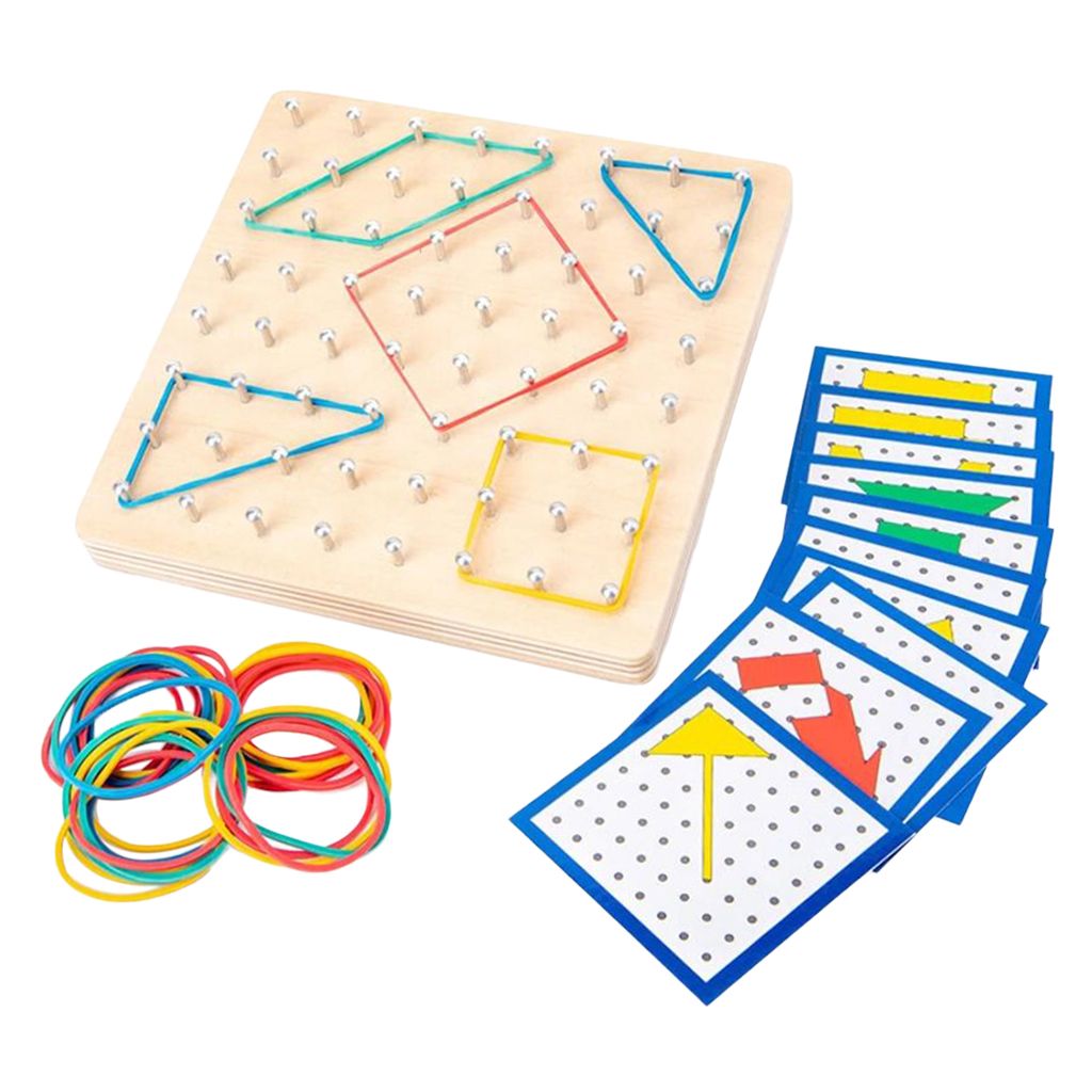 Montessori Holz Geometrie Blöcke Peg Puzzle Board Kinder Spielzeug   Quadrat 