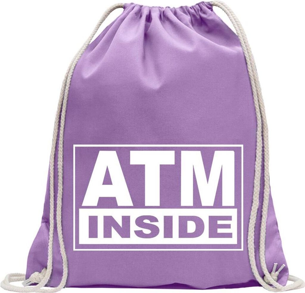Kiwistar - Turnbeutel - lavendel - ATM inside - Fun Rucksack Sport Beutel Gymsack Baumwolle mit Ziehgurt