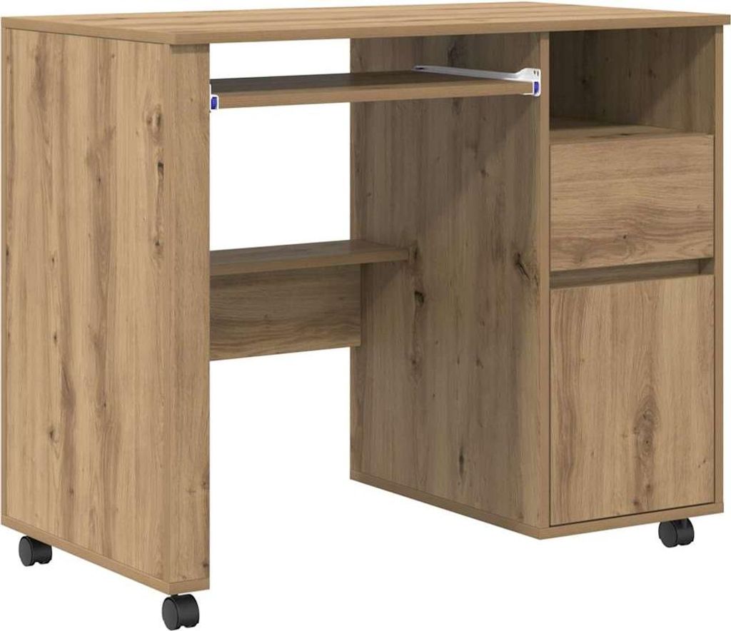 vidaXL Tisch mit Rädern Artisan-Eiche 91 x 50 x 77 cm Holzwerkstoff