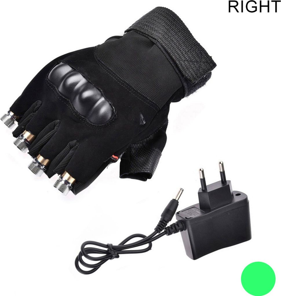 1 Stück links/rechts rot/grün Laser-Lichthandschuh Tanzen Bühnenshow DJ Club Prop-Grüner EU-Stecker rechts