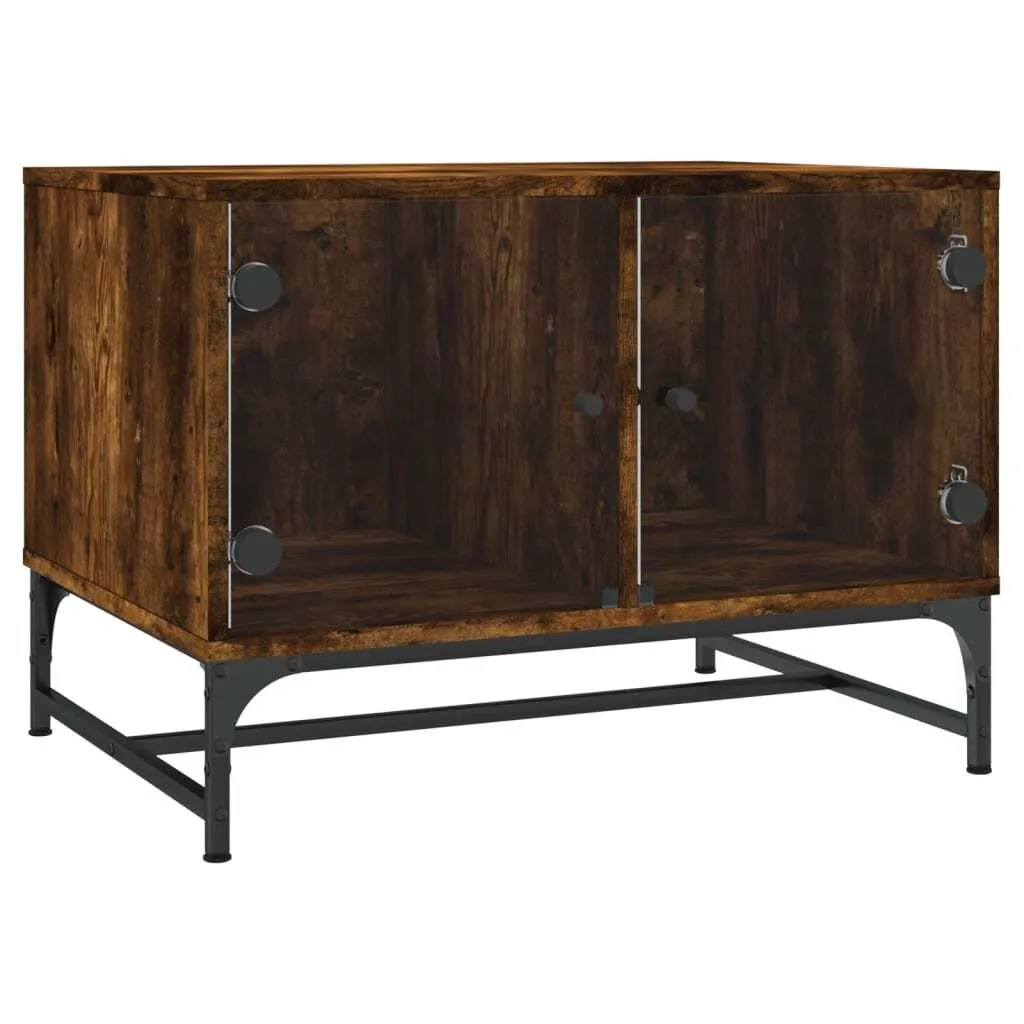 Tavolino Salotto SYFAX Rovere Fumo 68,5cm - Minimal Design con Vetro