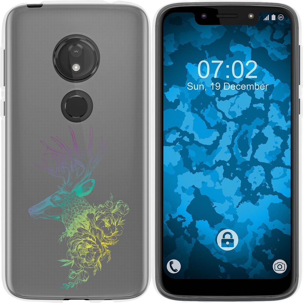 PhoneNatic Case kompatibel mit Motorola Moto G7 Play Silikon-Hülle Floral Hirsch M7-4