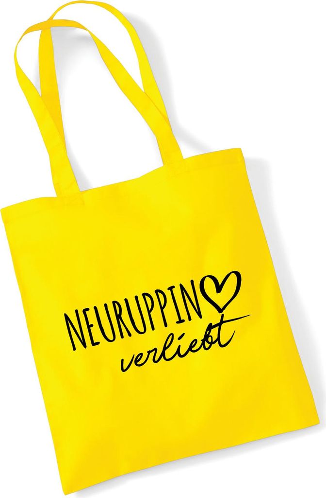 Huuraa Jutebeutel Neuruppin verliebt 10 Liter Yellow Baumwolle Tasche Geschenkidee