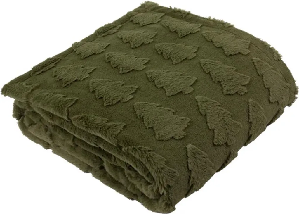 Couverture Douce en Fourrure Synthétique Pin Furn - 150x200cm Vert Sapin