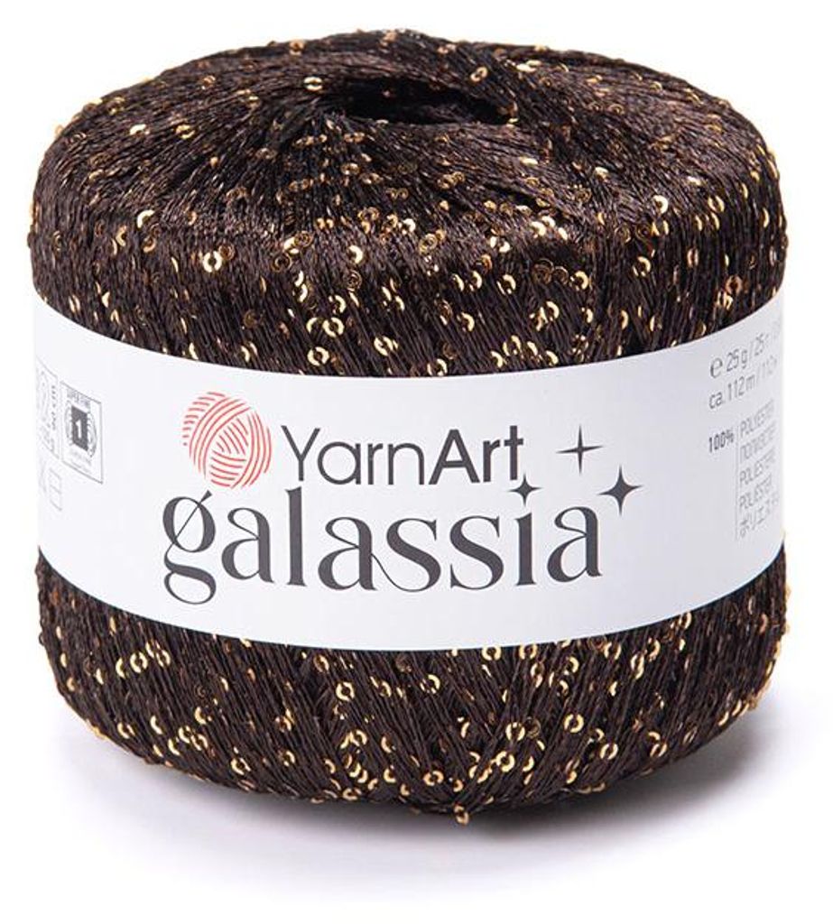 YarnArt Galassia 5819 Paillettengarn Dunkelschokolade Gold Produktbild 