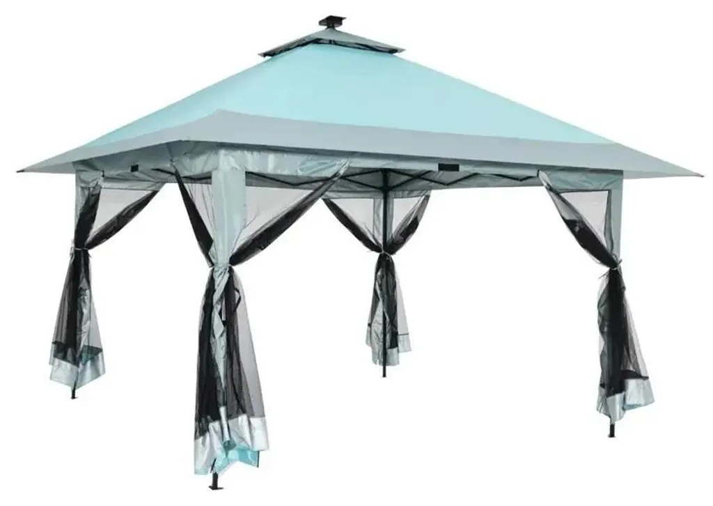 Tente de réception imperméable bleue avec hauteur ajustable modulable