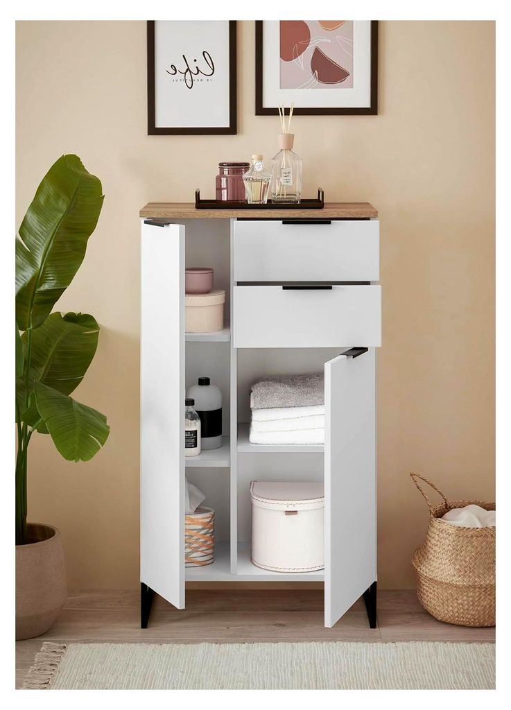 Hochschrank Badezimmermöbel Aspen Weiß matt