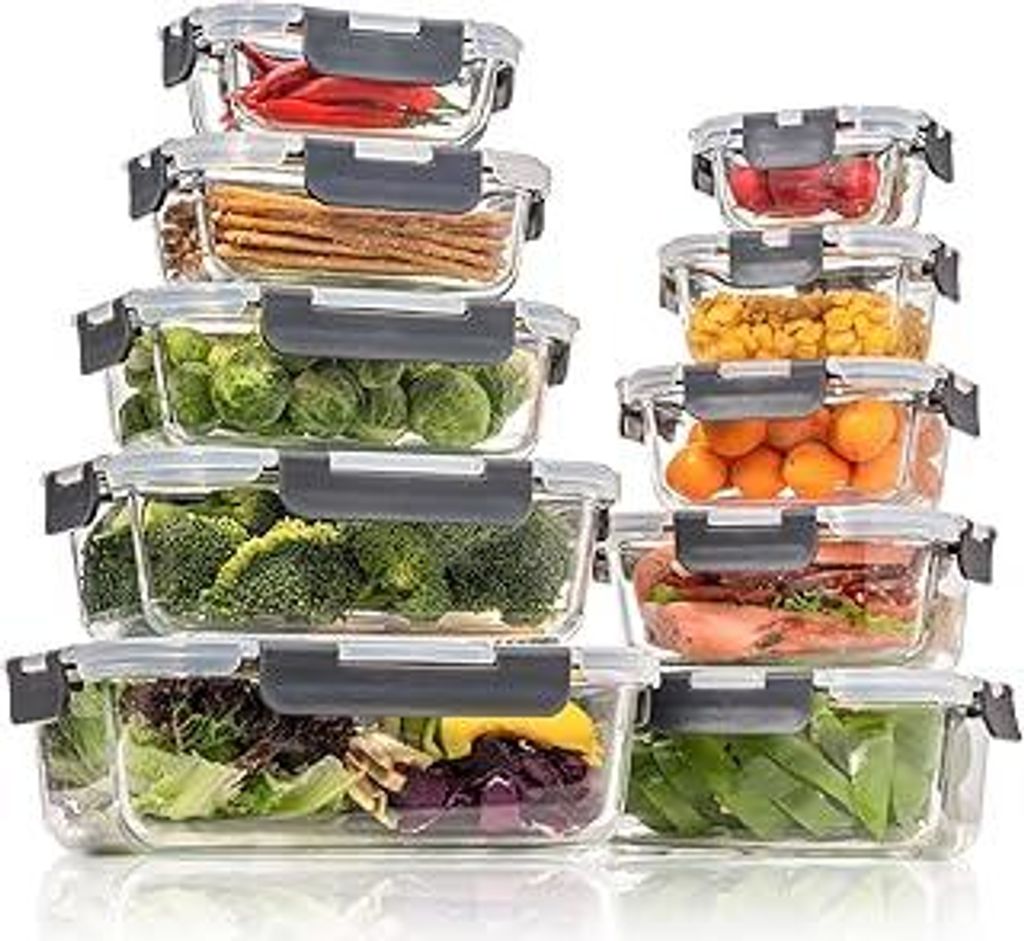 Vorratsdosen-Set aus Glas für Lebensmittel,glasbehälter mit deckel,glasschüssel mit deckel,frischhaltedosen glas mit deckel,meal prep boxen glas