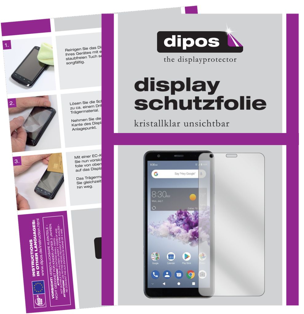 1x Schutzfolie für ZTE Blade A3 Prime klar Displayschutzfolie Folie Display Schutz dipos
