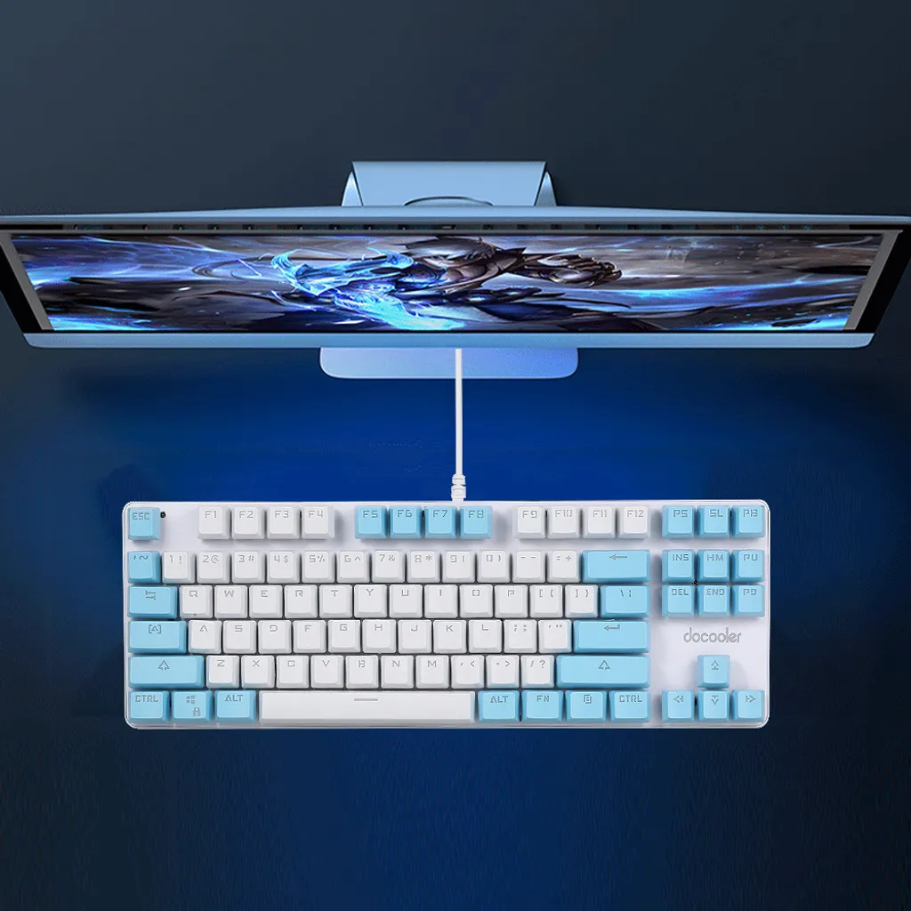 Clavier mécanique 87 touches docooler interrupteur bleu et rétroéclairé - 12
