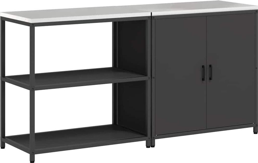 vidaXL Aufbewahrungsset für die Küche mit Regal mit Tür 2 pcs Schwarz