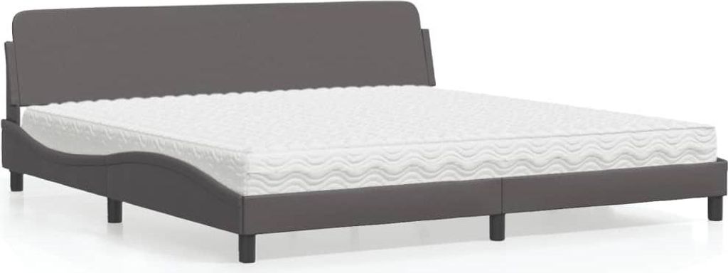 vidaXL Bett mit Matratze "Dover" Grau 200x200 cm Kunstleder