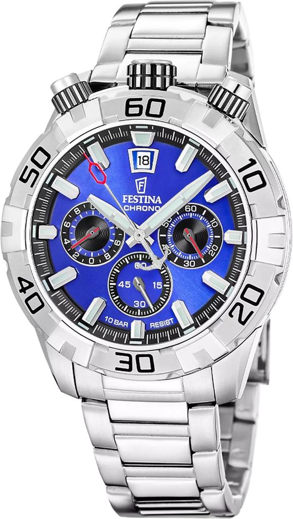 Festina F20743/3 The Originals Chronograph Uhr Herrenuhr Edelstahl Chrono Datum silber