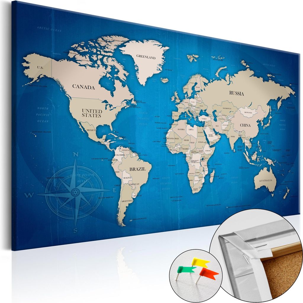 Vliesstoff Korkbild - Dark Blue Trail 60x40 cm Karten k-A-0056-p-b