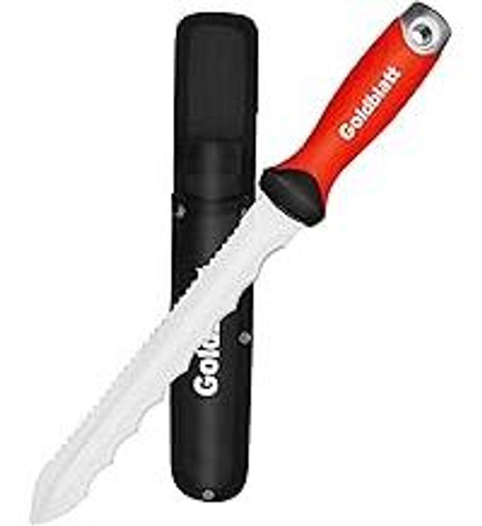 Goldblatt Dämmstoffmesser, 20 cm Edelstahlklinge, Doppelseitiges Isoliermesser, zum Schneiden von Dämmstoffen wie Dämmwolle, Glaswolle und Stein...