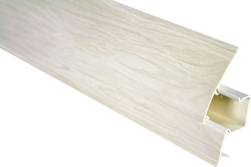 LEMAL Sockelleisten Sparpaket, PVC 65x23mm - Fußleisten mit Kabelkanal - (40 Meter 0103 Holzoptik Beige) Kunststoff Teppichleisten Übergangsleisten