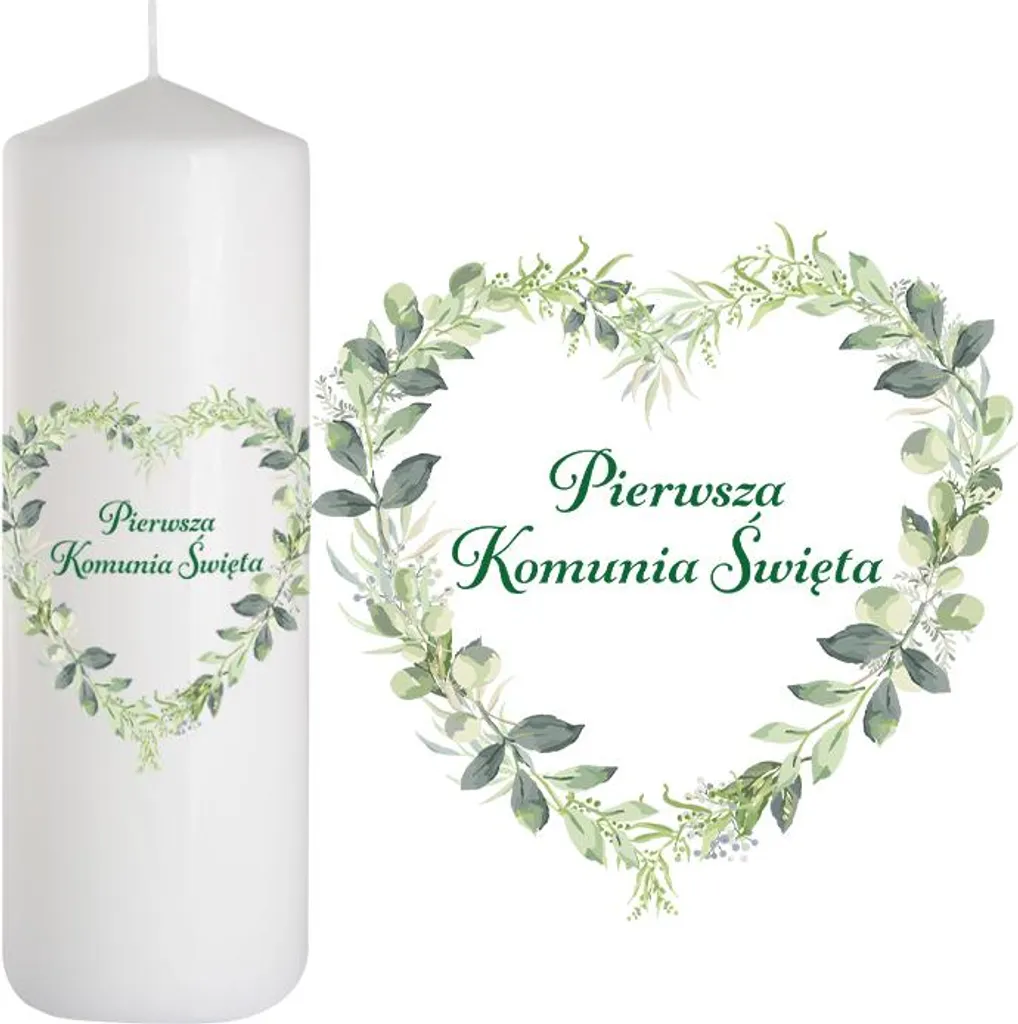 Bougie de communion cœur 25cm pour décoration de table de cérémonie