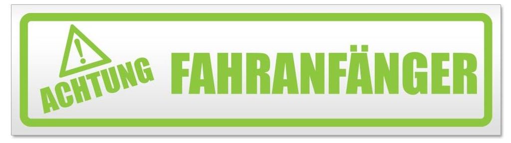 Kiwistar - Autoaufkleber - Lindgrün - 60 x 16 cm - Achtung Fahranfänger - Hinweis Aufkleber Sticker für Auto, Kfz, Fahrrad, PKW, LKW