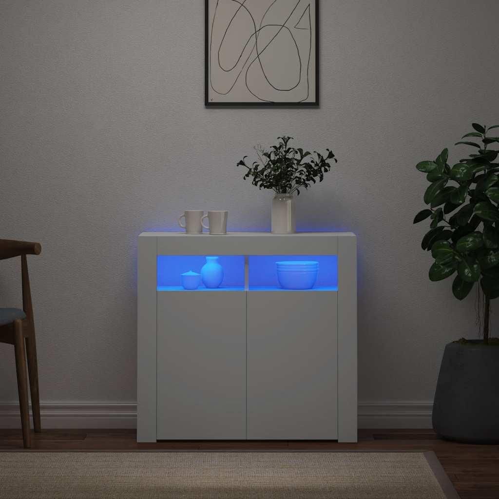 vidaXL Sideboard avec lampes LED blanc 80x35x75 cm Image du produit 