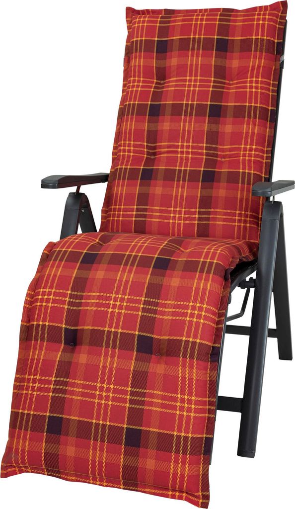 Auflage Relaxliege Milano 2393 rot-gelb kariert 170x49x6 cm KETTtex