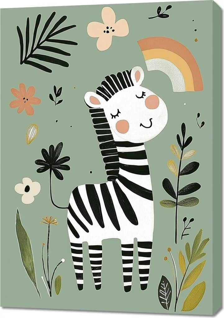 Specifiche Quadro Zebra 70x100 per Bambini - Tela Canvas Alta Resa