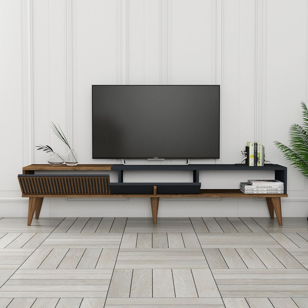 Skye Decor, Milan Alt - Walnut, Anthracite, Fernsehtisch, Produktbild 
