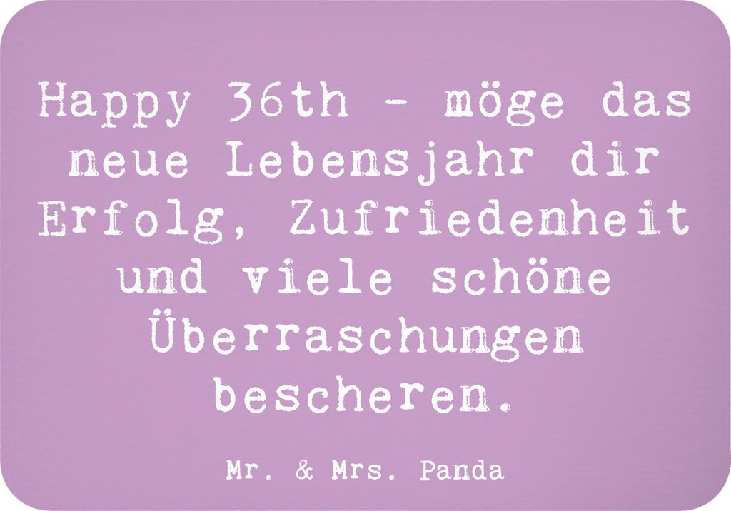Mr. & Mrs. Panda Kühlschrankmagnet Spruch 36. Geburtstag Segen - Lavendeltraum - Geschenk, Jubiläum, magnet, zettelhalter, haftmagnet, whiteboard...