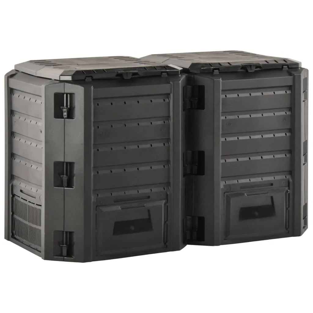 Grand Bac à Compost de Jardin 800L Noir pour Engrais Naturel Bio