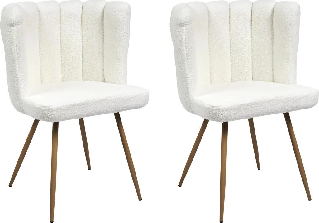Chaise Ariel Bouclette Blanc - Lot de 2 : Confort Lombaire et Design