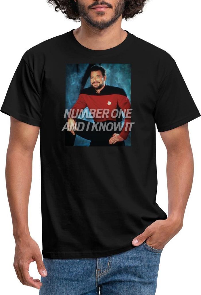 Spreadshirt Star Trek The Next Generation Riker Nummer Eins Männer T-Shirt, L, Schwarz