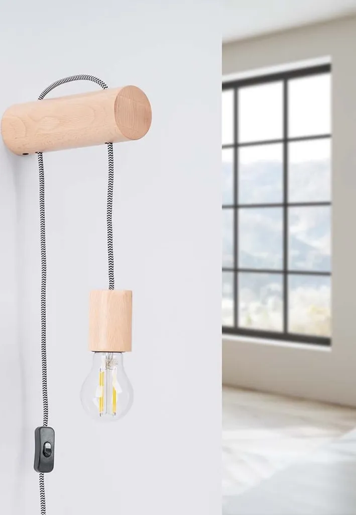 Applique NIMBI E27 Sollux: Design Minimal in Legno 55cm con Switch - 15