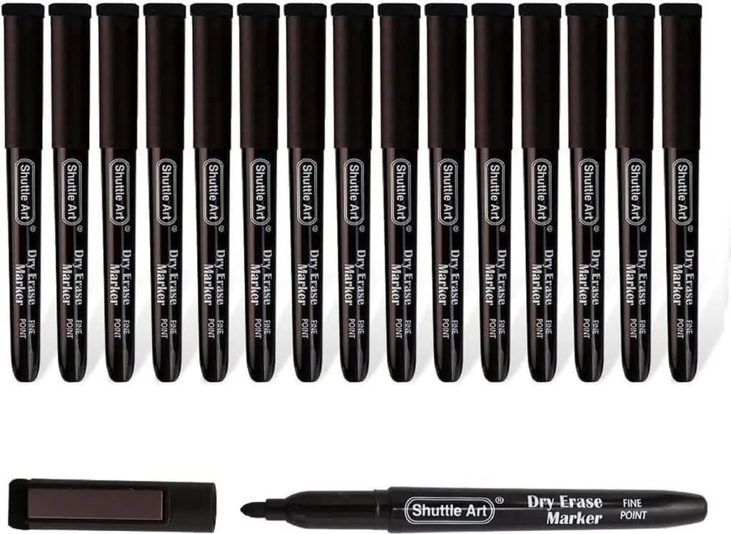 Marqueur magnétique pointe fine pour tableau blanc effaçable - Set de 15