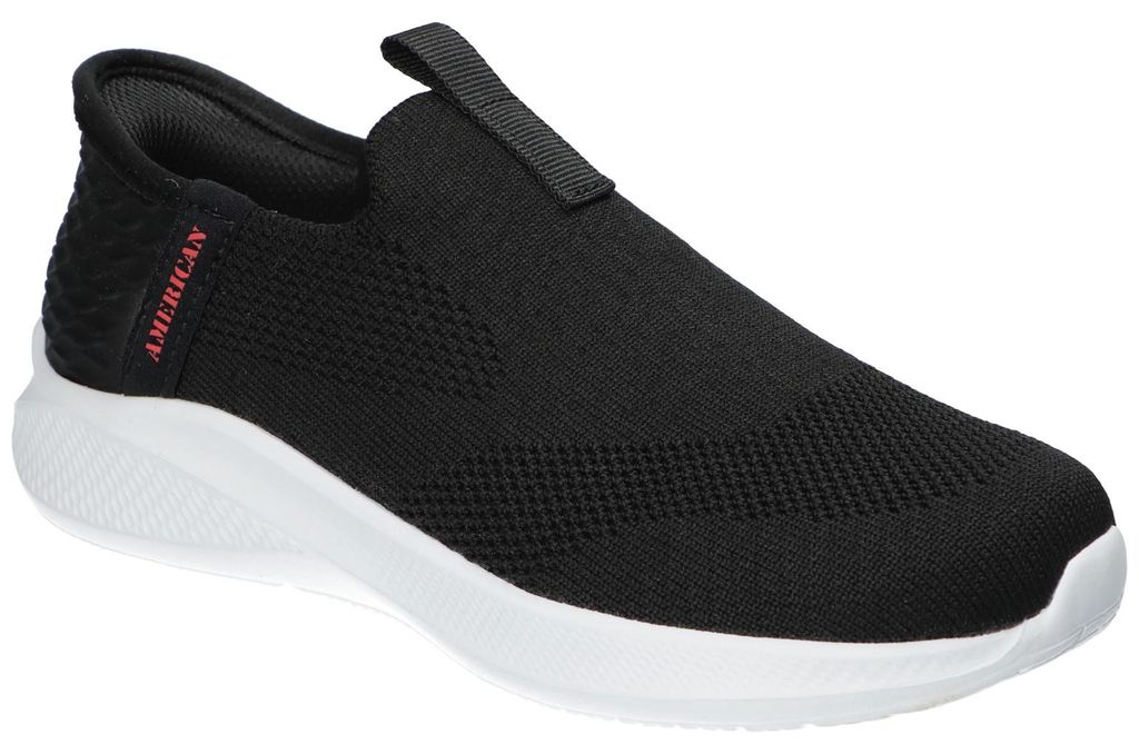 American Club Rl179, Kinder Slip-On Sportschuhe Memory Foam Easy-Ins leichte Sneaker bequem, Schwarz 32