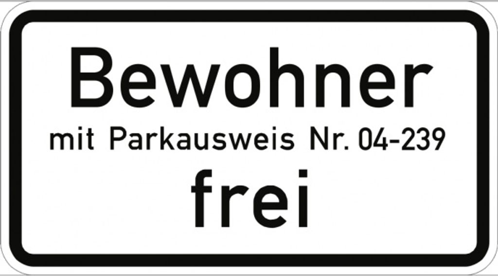Verkehrsschild VZ1020-32, Bewohner mit Parkausweis Nr. ... frei, Alu, RA1, 60...