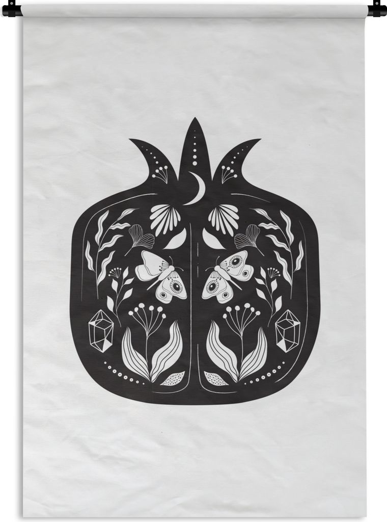 MuchoWow Wandteppich Wandbehang Moderne Kunst mit einem Granatapfel auf weißem Hintergrund 90x135 cm Tapisserie Dekoration Wandtuch - Baumwolle ...