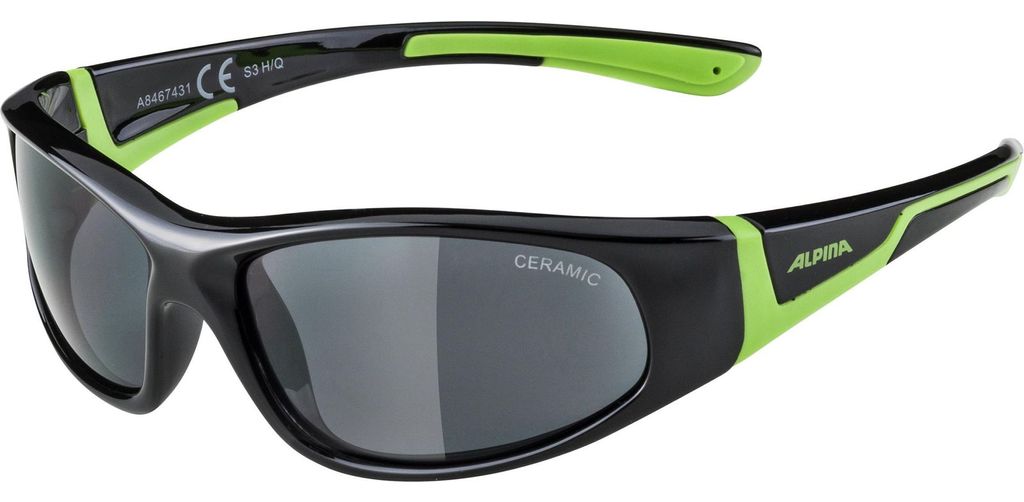 Alpina Sonnenbrille Flexxy Junior Rahmen sw/grün, Glas Keramik sw, Kat. 3