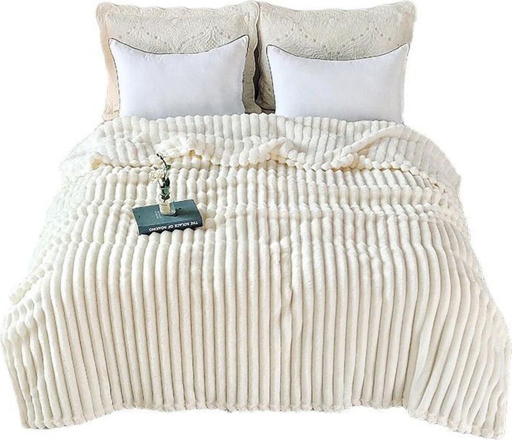 Fleecedecke fš¹r Sofa, Bett, Reisen, Outdoor, 200 x 230 cm, weiche und flauschige Decke fš¹r alle Jahreszeiten, Beige