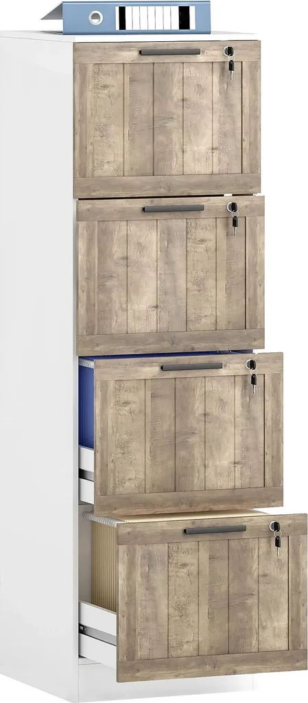 Classeur bureau sécurisé 4 tiroirs pour protéger vos documents A4 bois