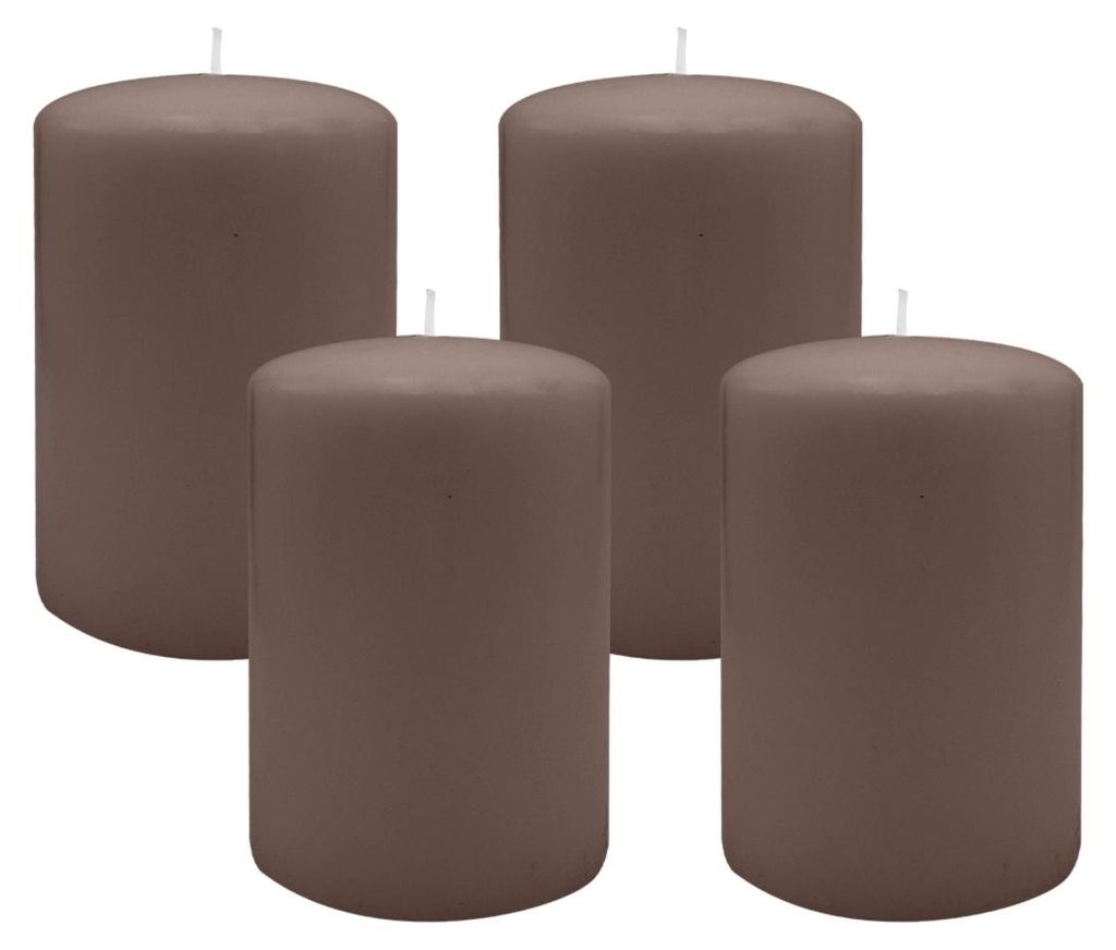 Flachkopf-Stumpenkerzen Mocca 100 x Ø 60 mm, 4 Stück