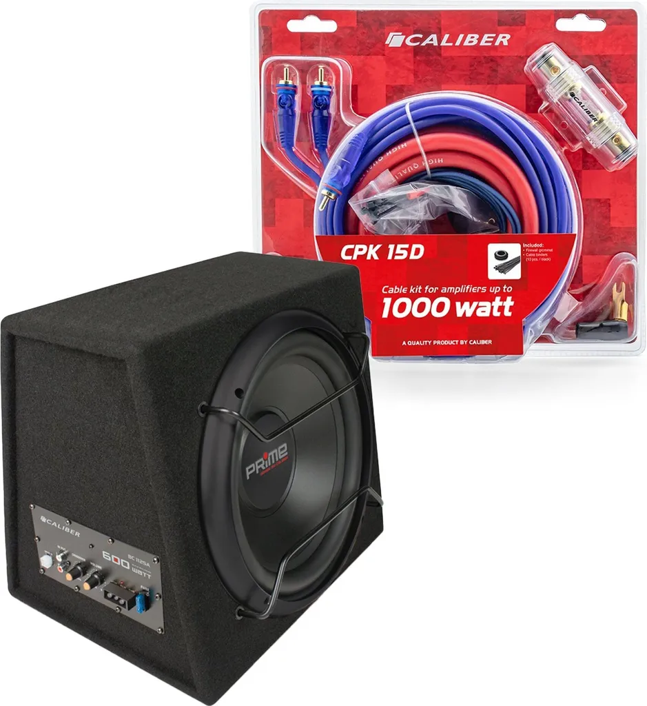 Subwoofer 12" Caliber BC112SA 600W avec Crossover Réglable et Câblage