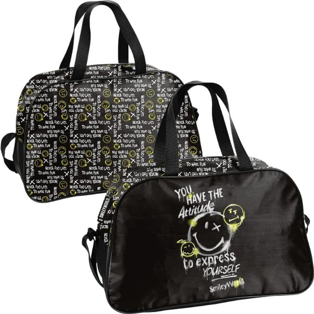 Borsa sportiva PASO bambini ragazzi ragazze smiley nero Immagine del prodotto 