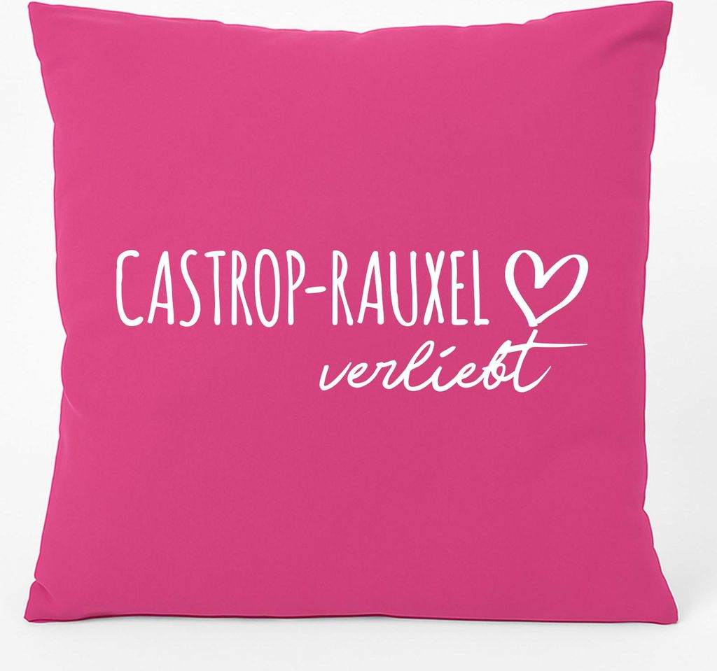 Huuraa Kissen Castrop-Rauxel verliebt 40x40cm mit Füllung Fuchsia Baumwolle Dekokissen Geschenkidee