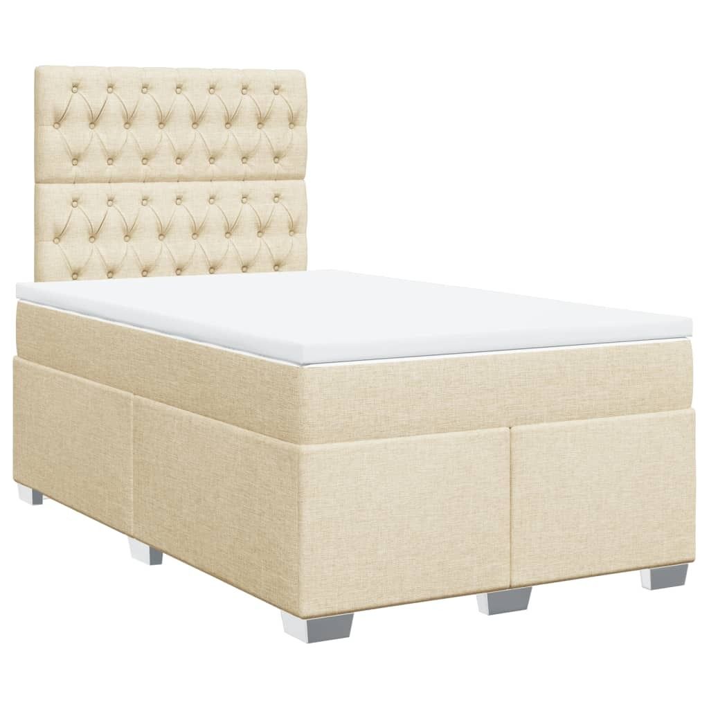 vidaXL Boxspringbett mit Matratze Creme 120x200 cm Stoff