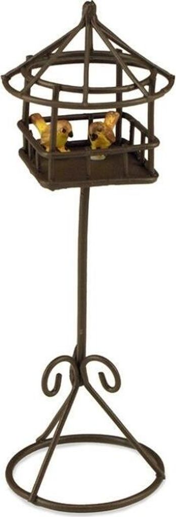 Miniatur Vogelkäfig aus Metall mit Vögeln für Sammler