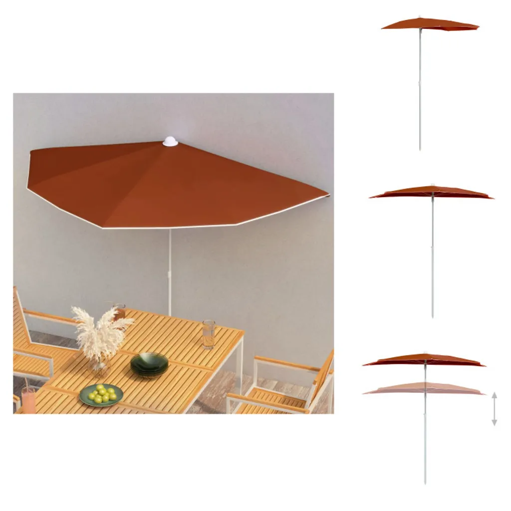 Ombrellone Semicircolare a Muro vidaXL 180x90 - Acciaio Robusto