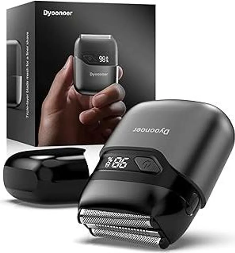 Rasoio da Viaggio Dyoonoer LED IPX7: Rasatura Viso 3 Lame USB-C Grigio
