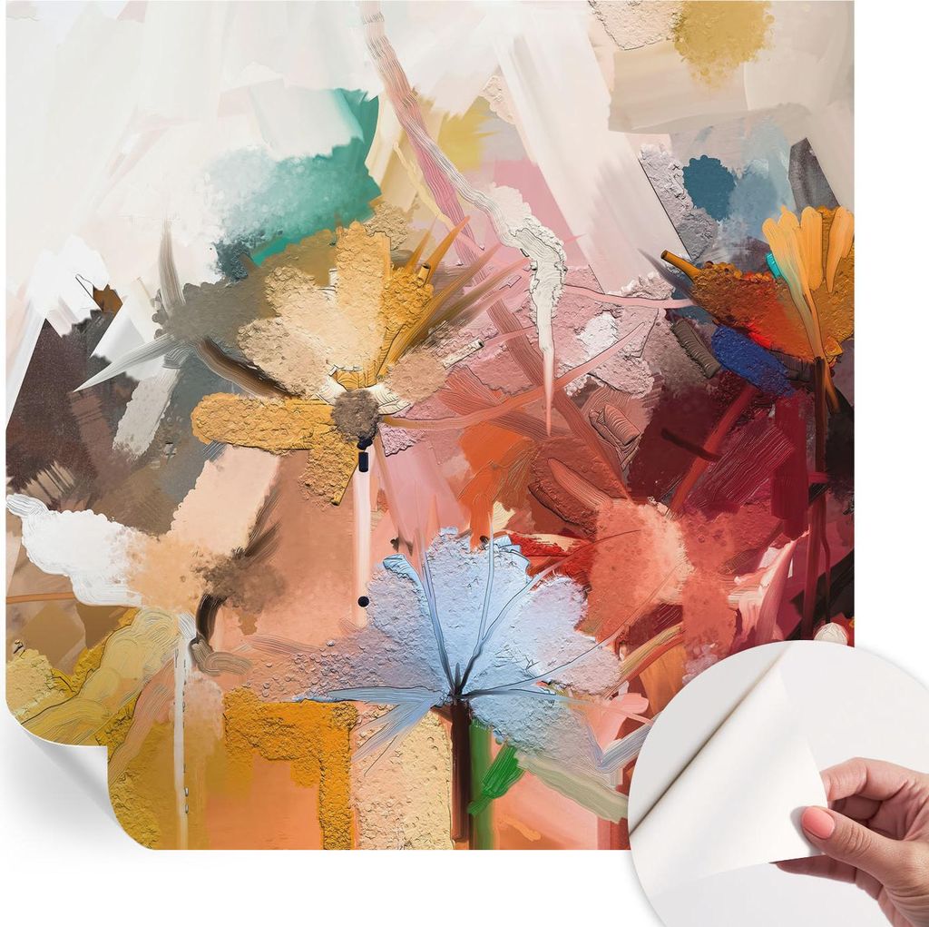 Selbstklebende Wandtapete - Dekorative Tapete für Wohnzimmer - Klebefolie für Wandbilder - Tapetenfolie für Wanddekoration - 250x250 cm - Floral...