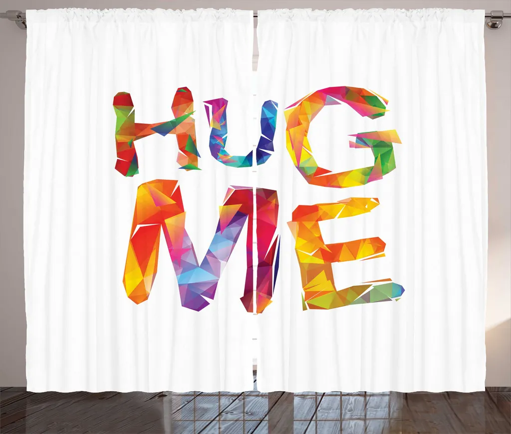 ABAKUHAUS Rideau à Fronces Low Poly Hug Me Multicolore 280 x 225 cm