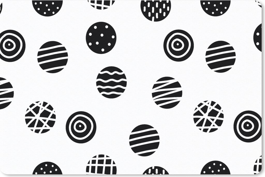 MuchoWow Schreibtischunterlage Muster - Punkte - Schwarz und Weiß 60x40 cm - XXL Mauspad - Großes Mauspad