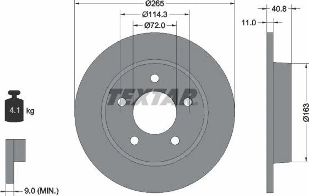 Disque de frein Textar 92130500 OE BP4Y26251B compatible Mazda 3 Arrière